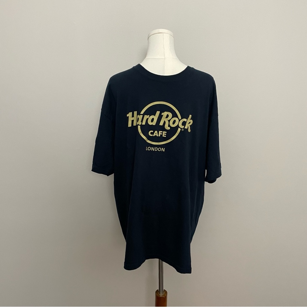 Hard Rock Cafe Shirt Tee T-Shirt London Graphic Crewneck Black Yellow Unisex
